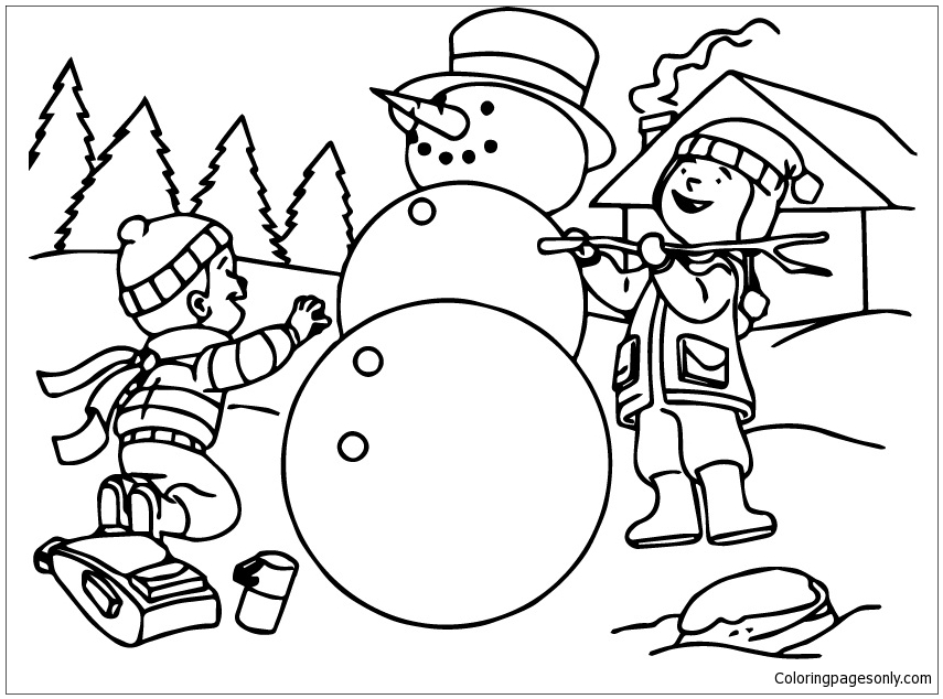 Página para colorir Sneeuwpop de inverno