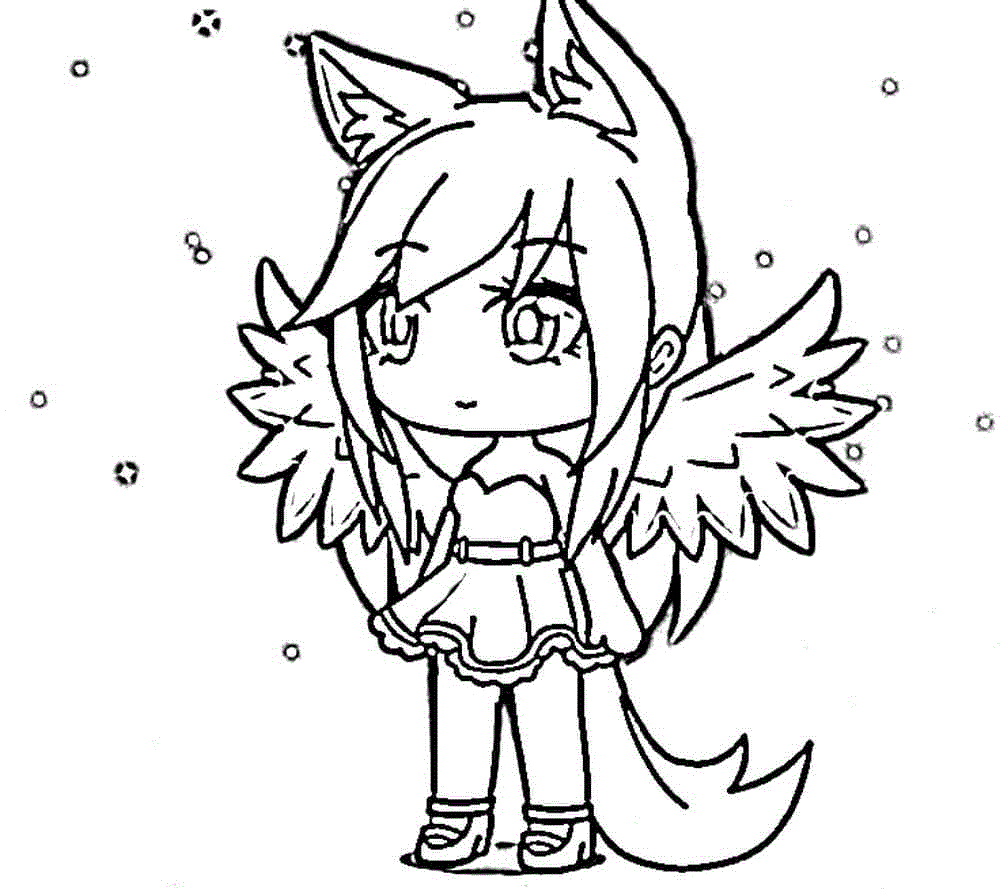 Девушка-волк - ангел из Gacha Life.