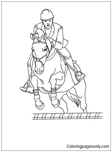 Woman On A Jumping Horse Coloring Pages