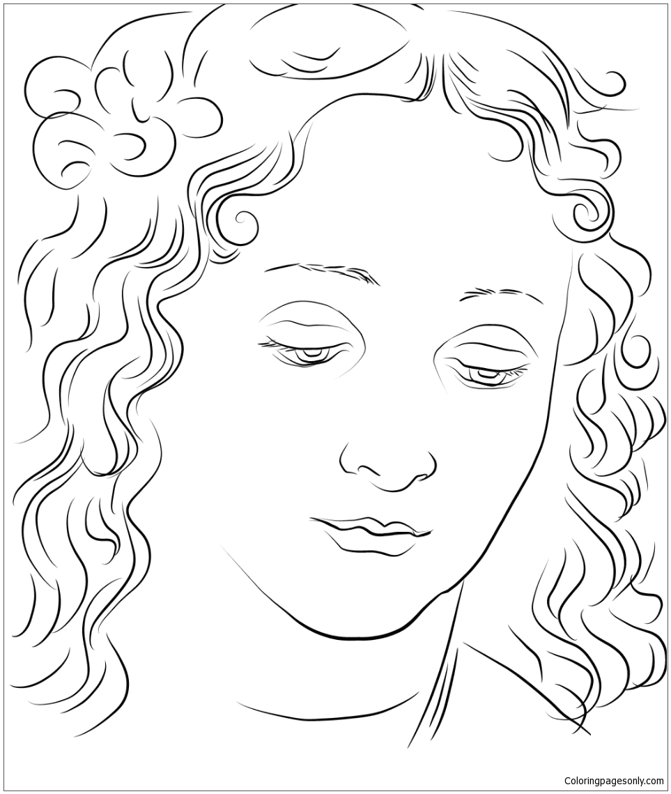 Woman S Head By Leonardo Da Vinci Coloring Pages