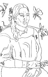 Woman With A Flower By Paul Gauguin Coloring Page