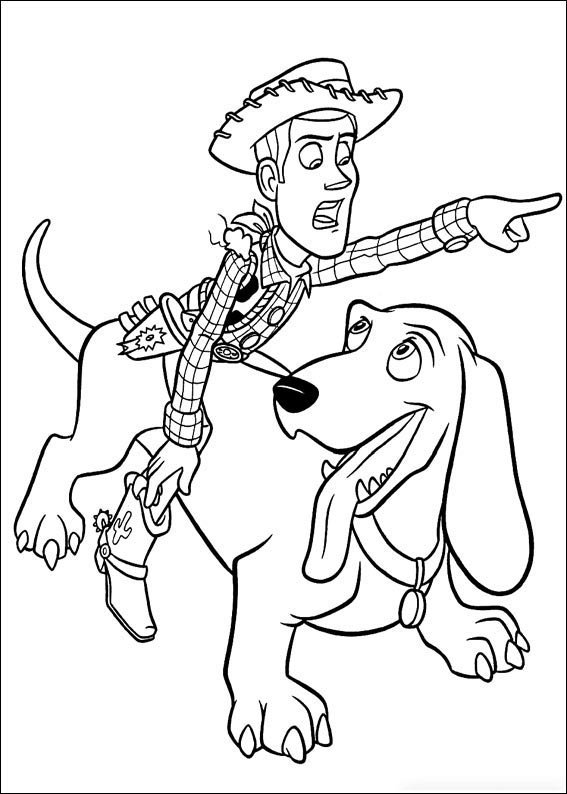 Woody rides Buster Coloring Page