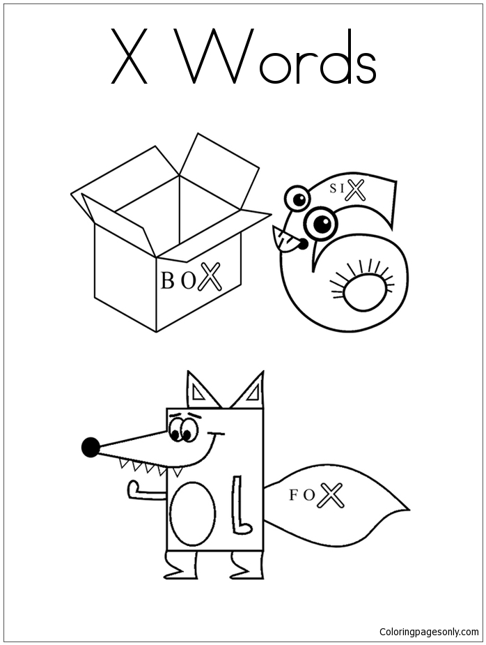 Words With X Coloring Pages Alphabet Coloring Pages Coloring Pages For Kids And Adults