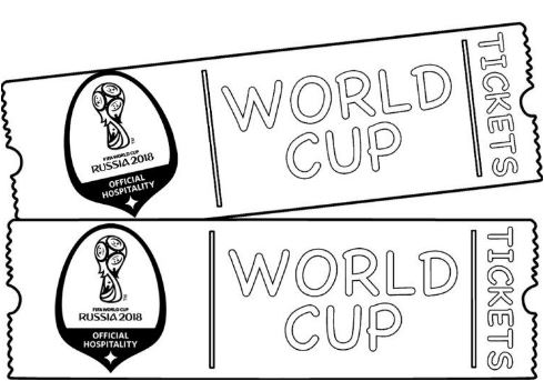 Página para colorir de ingressos da Copa do Mundo de 2018
