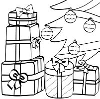 Wrapped Gifts And Xmas Tree Coloring Pages