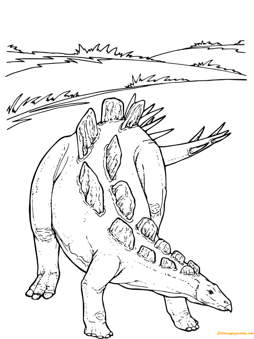 Раскраска мир Юрского периода Стегозавр