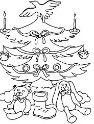 Xmas Tree Vintage Ornaments Coloring Pages