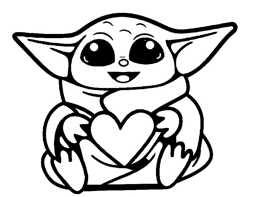 Yoda heart animation Coloring Page