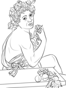 Young Sick Bacchus by Caravaggio Coloring Page