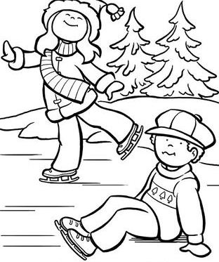 Younger Ice-Skaters Coloring Page