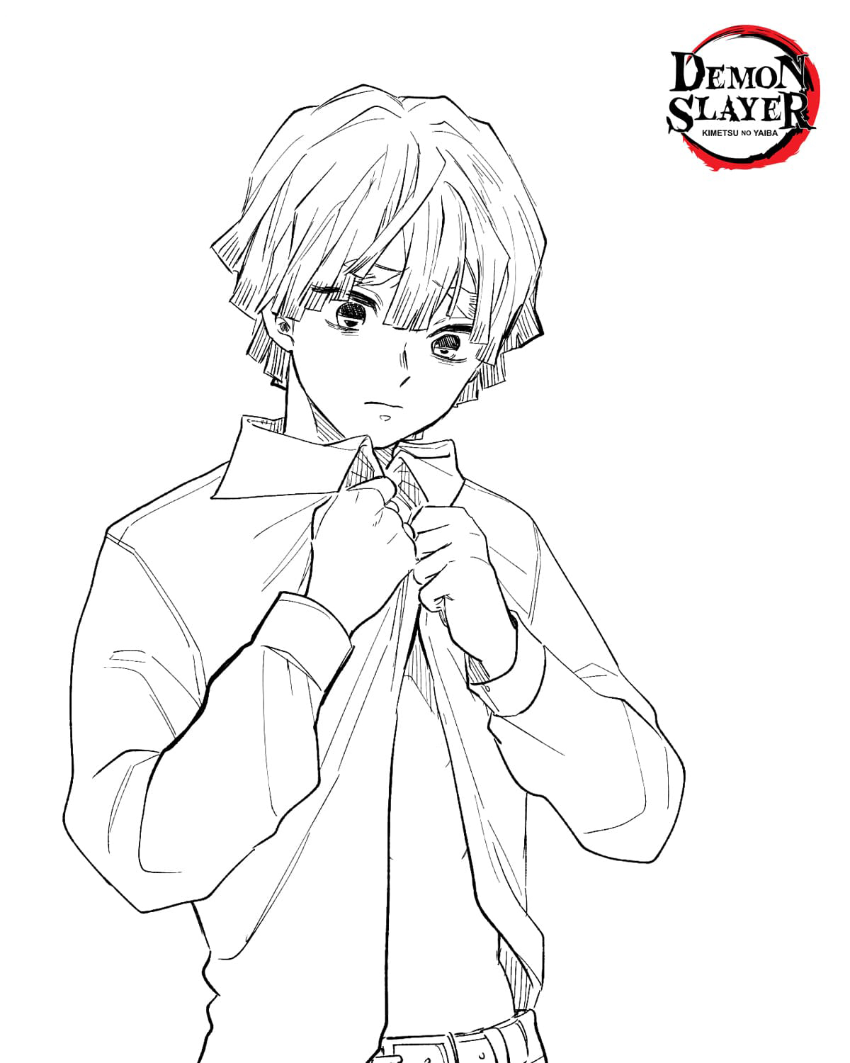 Zenitsu Highschool boy Coloring Pages