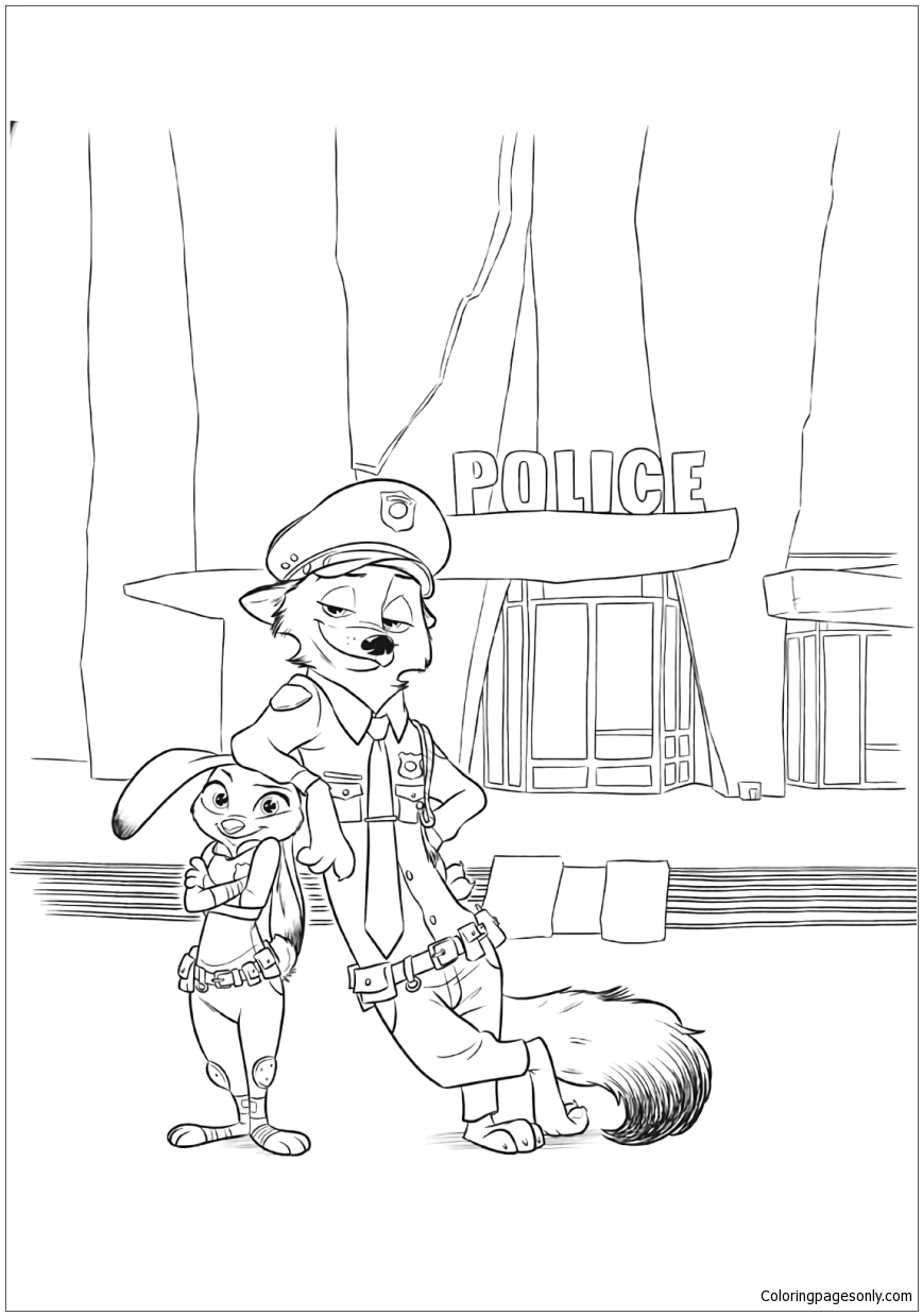 Download Zootopia Nick Wilde And Judy Hopps Coloring Pages - Cartoons Coloring Pages - Free Printable ...