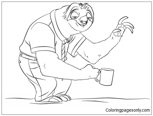 Zootopia Sloth Flash Coloring Page