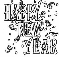 “Happy New Year” poster Coloring Page