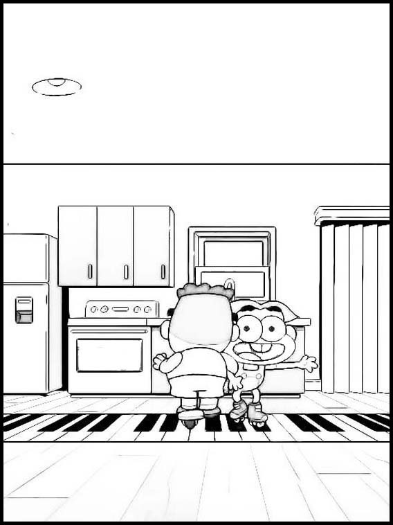 Cricket and Remy play piano by their feet Coloring Page
