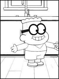 Smiling Remy Remington wears round glasses Coloring Page