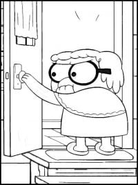 Grandma opens the door in Big City Greens Coloring Pages