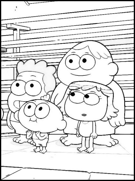 Four Kids In Weezie Group From Big City Greens Coloring Pages