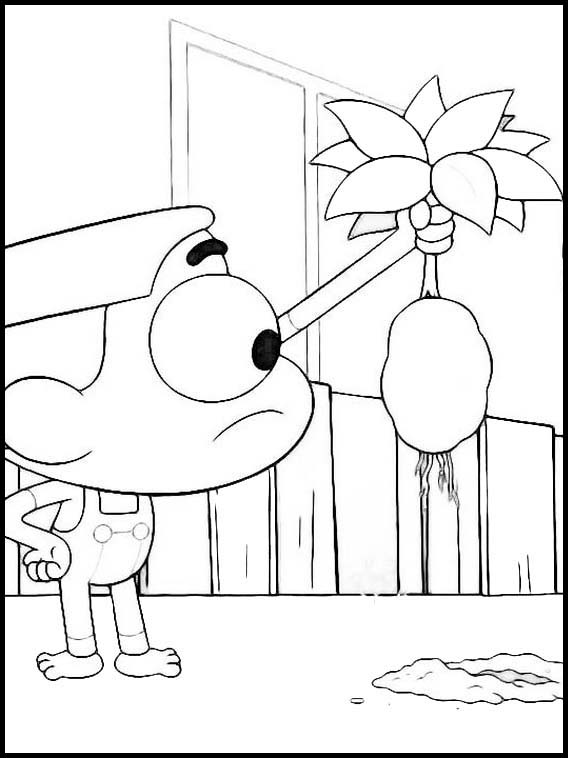 Cricket holds a potato Coloring Page