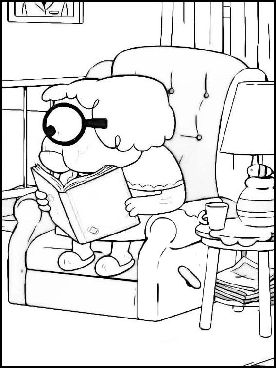 Grandma reads her favorite book Coloring Pages