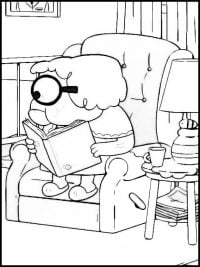 Grandma reads her favorite book Coloring Page