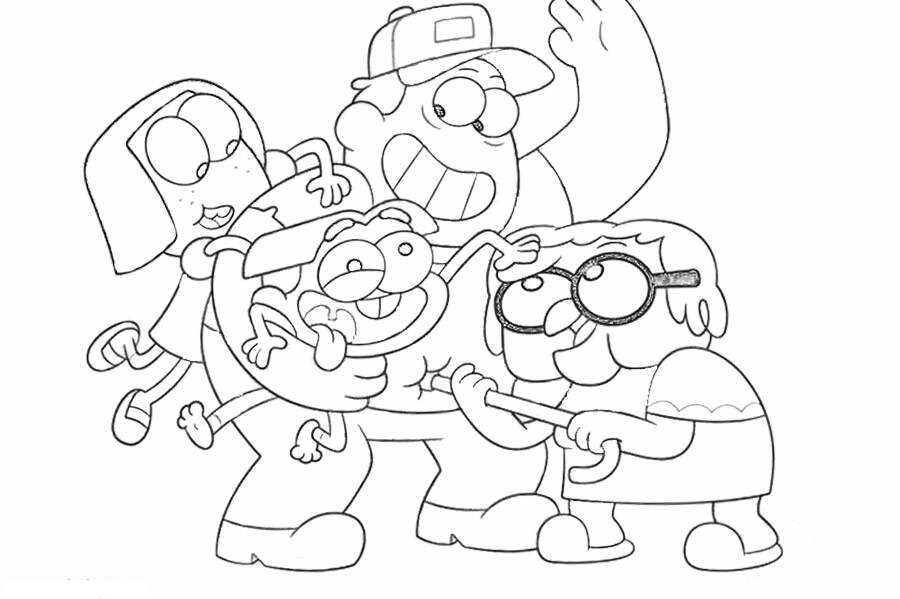 The happy Greens Family from Big City Greens Coloring Page