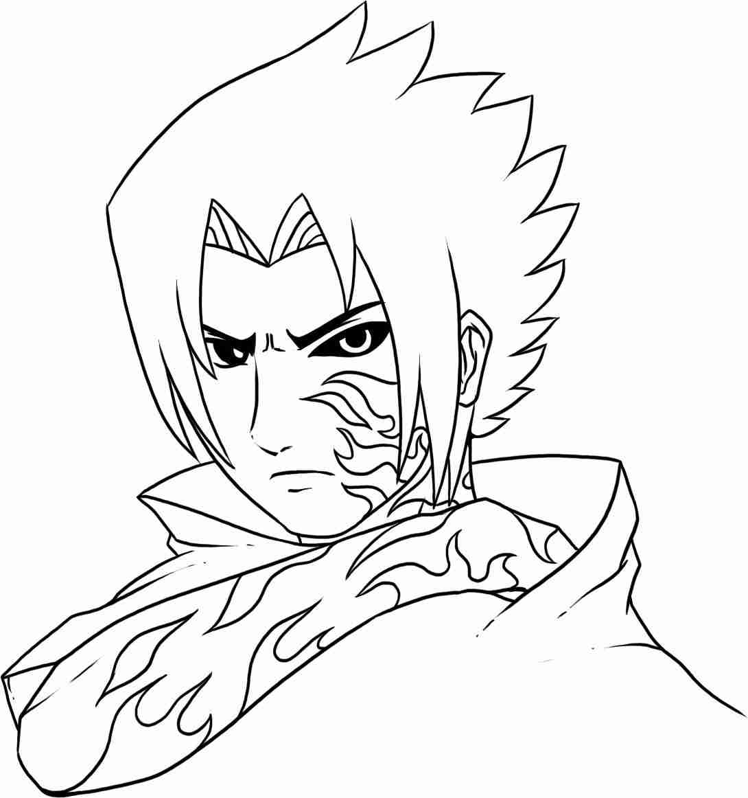 Sasuke filled a half of special Curse Mark on his face and arm Coloring Page