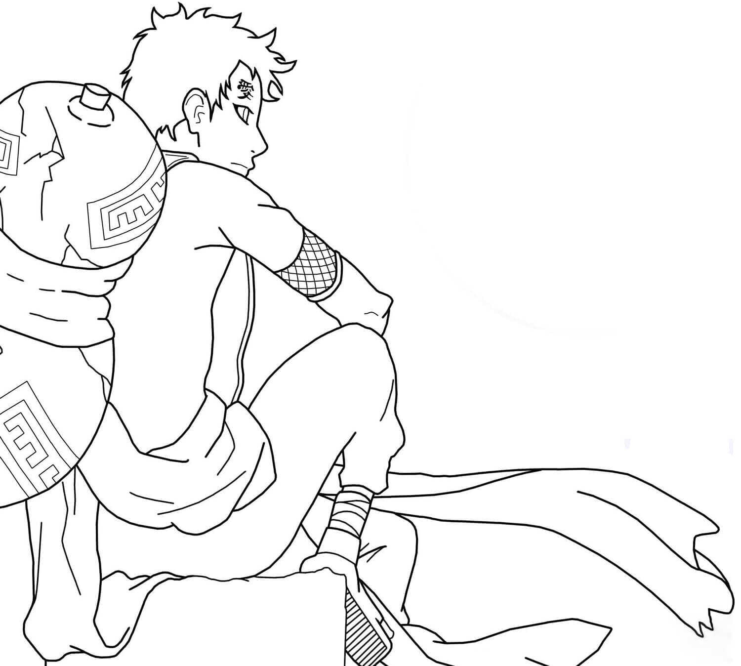 Gaara Teenager Is Looking Away From Naruto Coloring Pages
