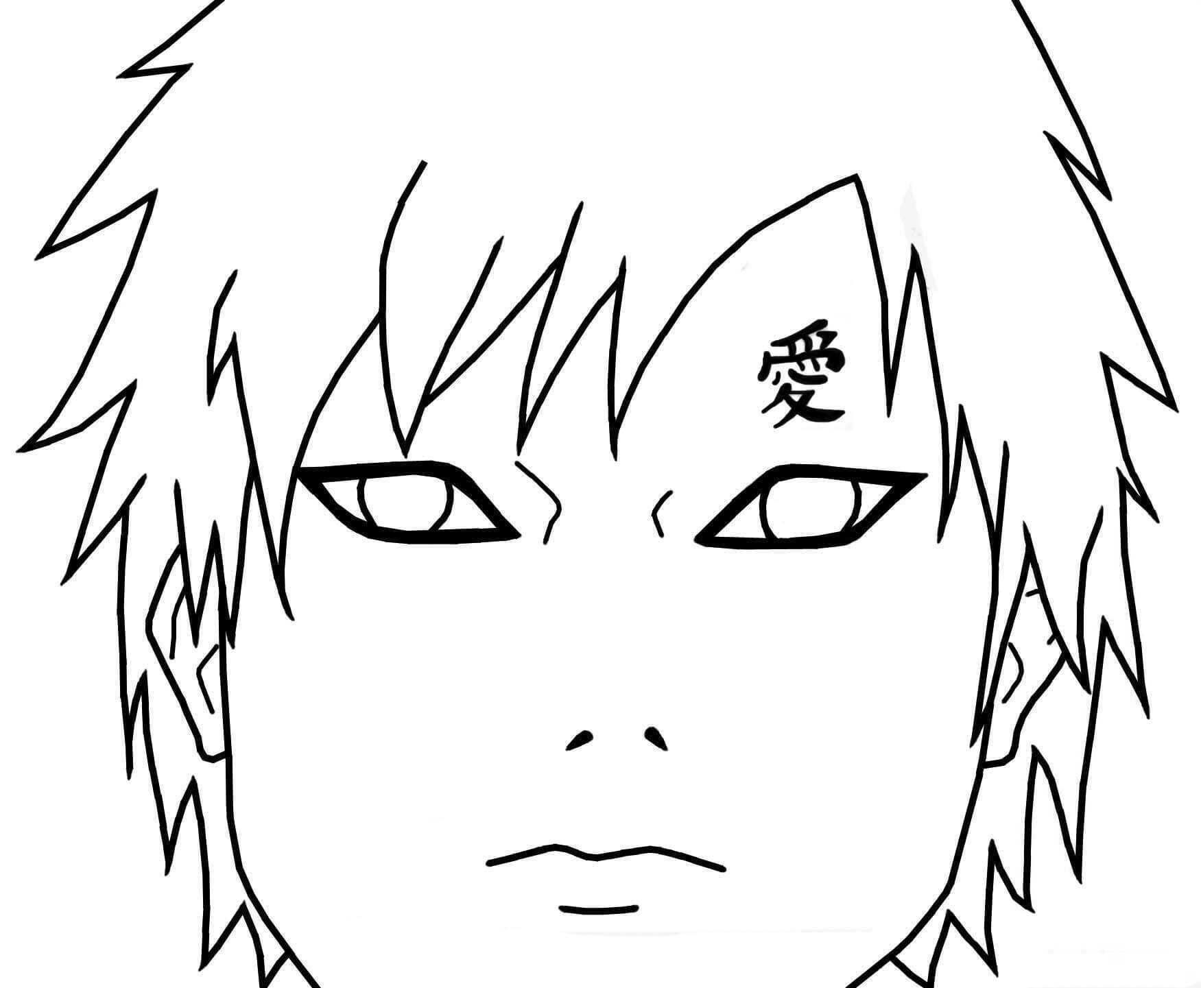 A big face of Gaara from Naruto Coloring Page
