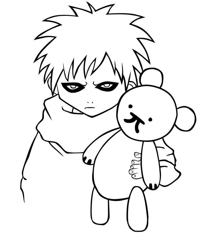 Baby Gaara speelt met teddybeer van Naruto