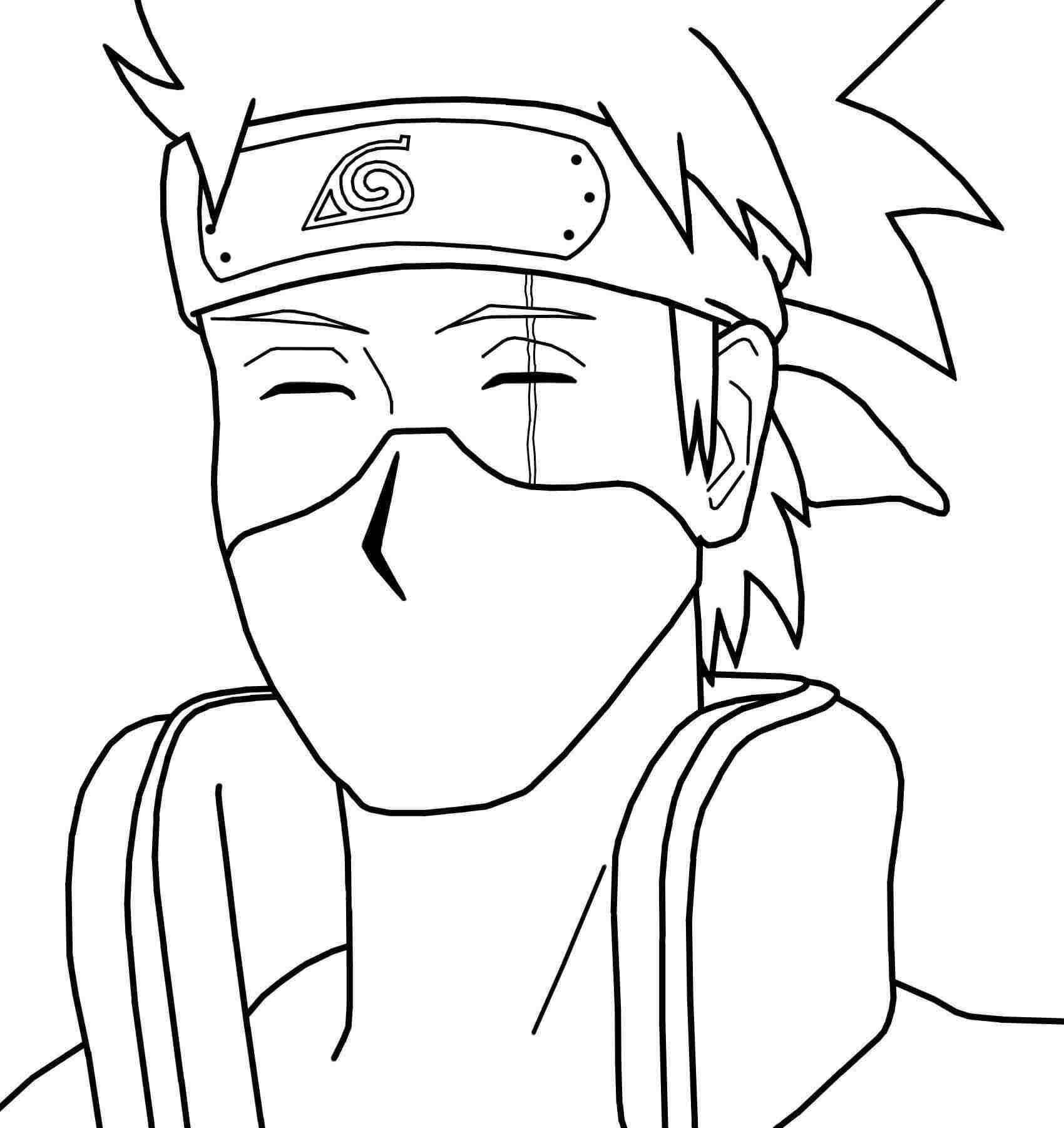 Hatake Kakashi souriant dans Naruto porte un masque Coloriage