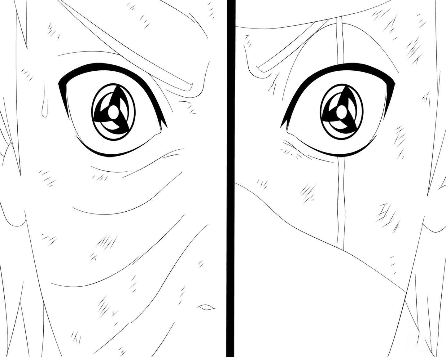 Obito et Kakashi interprètent Kamui sur leurs yeux de Naruto