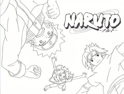 Naruto, Sasuke en Sakura in Team 7 in Naruto Datebayo uit Naruto