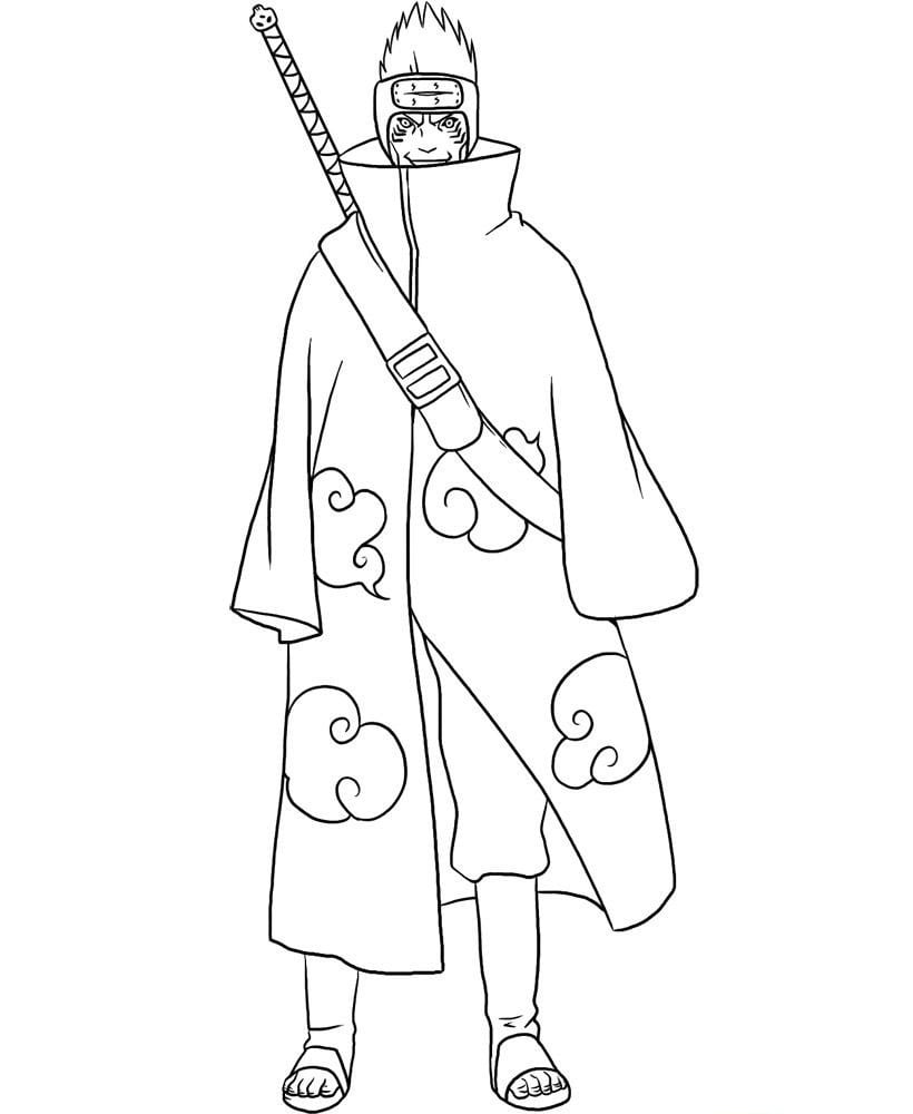 Kisame Hoshigaki appartient à l'équipe Akatsuki de Naruto Shippuuden Coloring Page