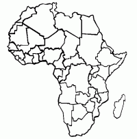 Mapa del continente africano para colorear página