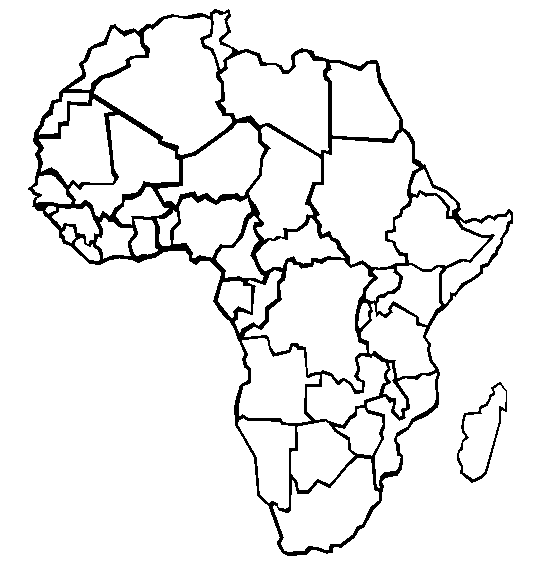 Kaart van Afrika continent Kleurplaat