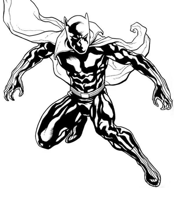 Black Panther With His Cloak Runs Fast Coloring Pages