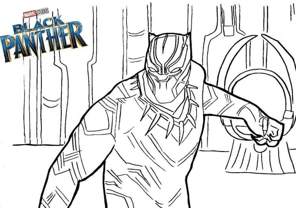 Black Panther prepares to hit the punch Coloring Pages