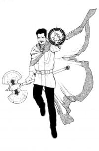 Dr.Strange holds pickaxe from Doctor Strange movie Coloring Pages