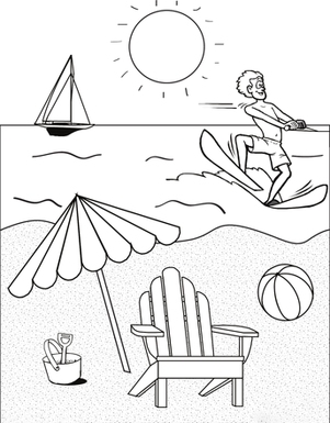The man surfing in the sunset at the beach Coloring Page