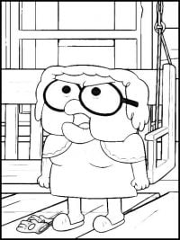 Angry Grandma Alice Green yelling from Big City Greens Coloring Pages