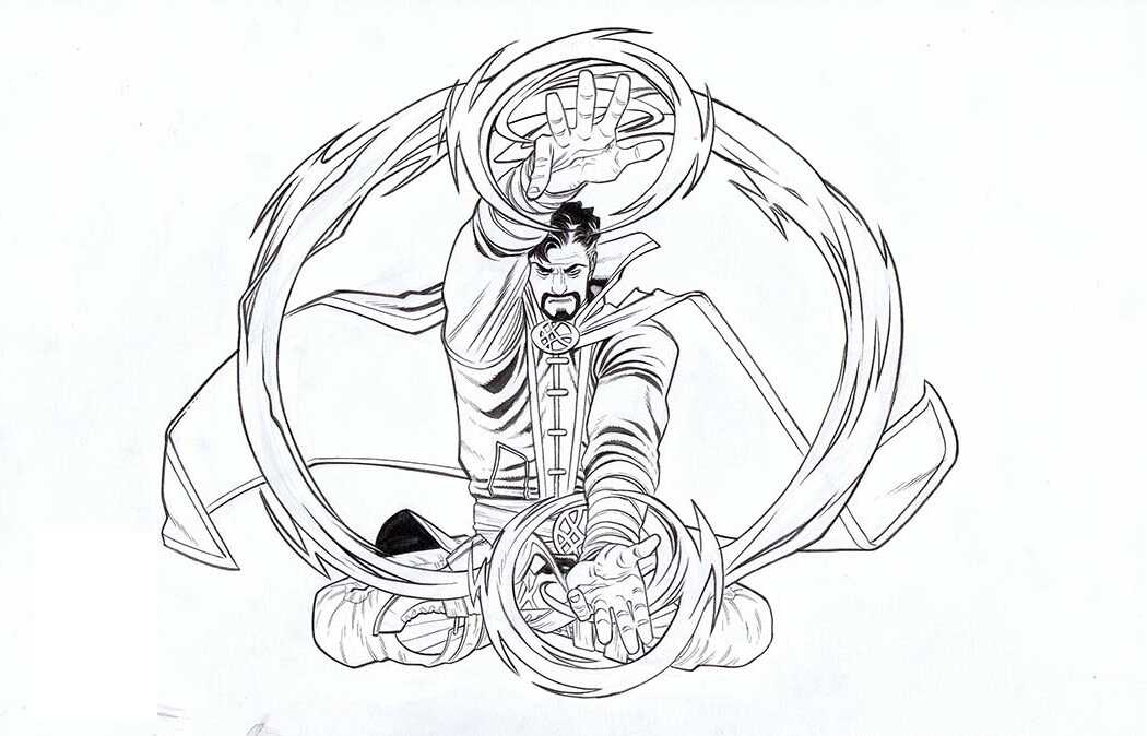 Doctor Strange learns how to uses magical spells successfully Coloring