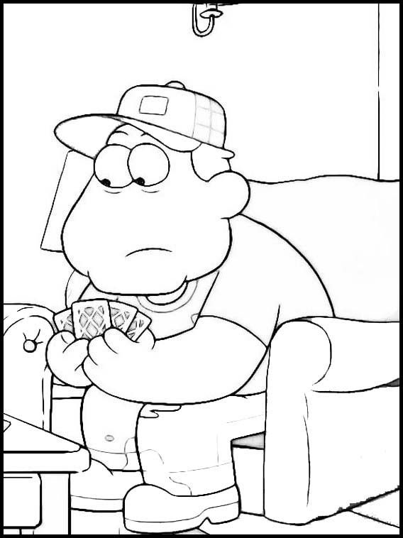 Bill Green plays cards in the livingroom Coloring Page