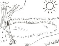 The sundown on the mountain Coloring Pages