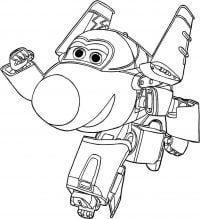 Happy Jerome from Super Wings shows his punch Coloring Page
