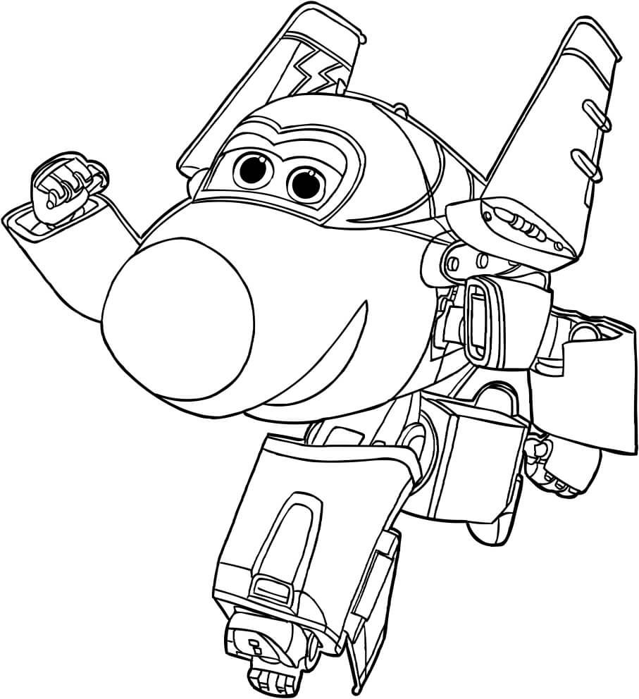Happy Jerome from Super Wings shows his punch Coloring Pages