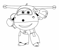 Jett from Super Wings says hi victory-style Coloring Page