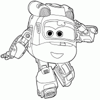 Super Wings Dizzy greets police-style Coloring Page