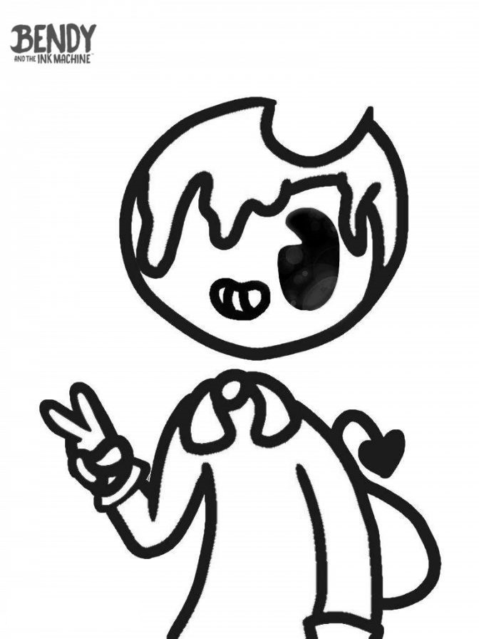 Bendy with ink-cover says hi Coloring Page