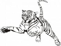 Bengal tiger catches the prey Coloring Pages